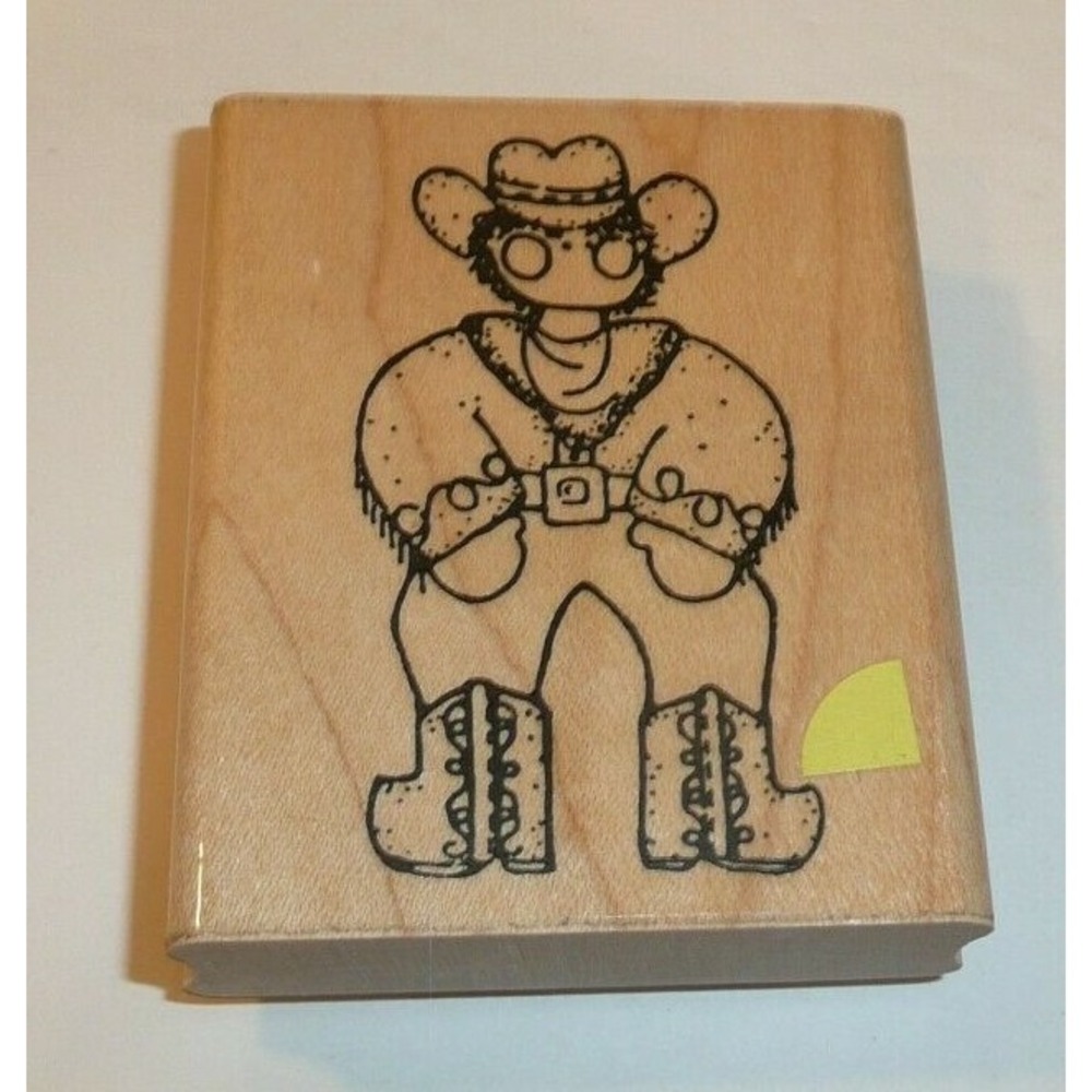 Cowboy Doll Wooden Rubber Stamp by JRL Design Wild West Western Boots Hat